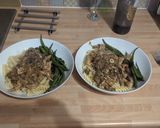 A picture of step 7 of Chicken Marsala.