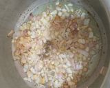 A picture of step 5 of Karahi qeema matar with brown onion rice.