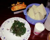 A picture of step 3 of Ugali kale with maziwa mala.