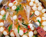 รูปขั้นตอนการทำที่ 7 ของ ขนมจีนน้ำยาป่าตีนไก่