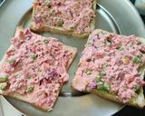 A picture of step 3 of Mixed veg bread Besan suji toast.