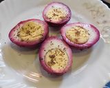 A picture of step 4 of Pink Beet Eggs.