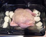 A picture of step 2 of Roast Chicken with deep fried potatoes.