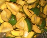 A picture of step 1 of Raw mango pickle.