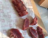 A picture of step 2 of Tonkatsu- classic Japanese pork cutlet.