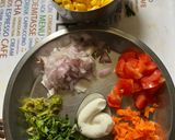 A picture of step 1 of Mexican Corn masala chaat cups.