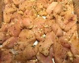 A picture of step 3 of Lemon Pepper Chicken with a Blueberry Orange Wine Sauce.