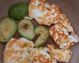 A picture of step 1 of My Grilled Halloumi + Avocado Bagel with a hint of Chilli 🥰.