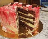 Vörösbársony torta, vízfesték technikával díszítve recept fázis 11 fotója