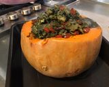 Une image de l'étape 15 de Diable de courge sucrine farcie morue,poivron,oignon au bouillon de curry.
