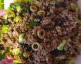 A picture of step 3 of Fillo pastry with meat.