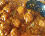 Foto del paso 7 de la receta: Albóndigas de pollo y berenjena salsa bacon y moruno amarillo