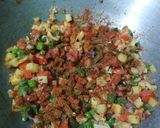 A picture of step 5 of Veg kathi roll with yoghurt mint chutney.