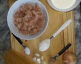 Foto del paso 1 de la receta: Espagueti con pollo y champiñones en salsa blanca..