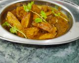 A picture of step 4 of Arbi in gravy.