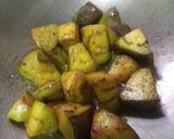 A picture of step 2 of Chettinad fish fry with veggie.