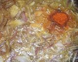 A picture of step 2 of Alu meethi with paratha.