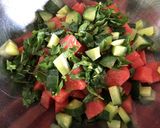 A picture of step 3 of Watermelon Feta Salad.
