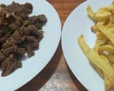 A picture of step 2 of Dry Fry Beef #4weekschallenge #5ingredientsorlesschallenge.
