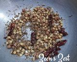 A picture of step 2 of Drumstick Leaves Podi/Munagaku Podi.