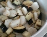 A picture of step 1 of Mooli and Baigan.(Moore Vangar -Sindhi Winter Dish).