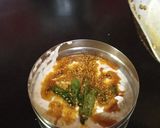 A picture of step 5 of Samak rice Idli with Peanut chutney.