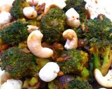 A picture of step 6 of Makhni Broccoli with roasted cashwes & lotus seeds.