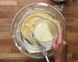 A picture of step 2 of Rainbow Crepe Cake.