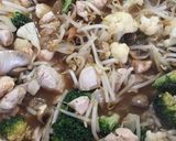 A picture of step 3 of Chicken with Bean Shoots and Vegetables.
