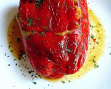 Foto del paso 10 de la receta: Pimiento rojo asado relleno de gambas con crema de gambas