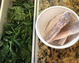 A picture of step 1 of Bass Fish and Spinach Soup.