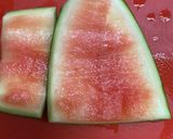A picture of step 1 of Watermelon Rind Halwa.