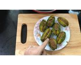 A picture of step 6 of Bharwa Karela.