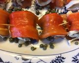A picture of step 4 of California Farm Cured Salmon Paprika Rolls.