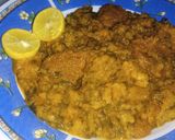 A picture of step 12 of Shaljam Palak Gosht.