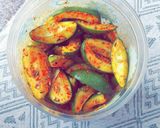 A picture of step 12 of Aam/kheri Pickle.