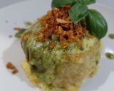 Foto del paso 12 de la receta: Hojaldre de hamburguesa con pimientos verde frito y queso fundido al pesto