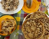 Foto del paso 3 de la receta: Tortitas de leche de avena con bacon, cebolla y berenjena