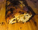 Foto del paso 6 de la receta: Rollo de Plátano frito relleno de puré de salmón, hierbas aromáticas y jamón Serrano
