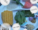 Foto langkah ke 1 dari resep MPasi 8mo+ Beras putih, jagung,ikan salmon,bayam,bubuk almond.