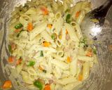 A picture of step 3 of Veg cheesy mayonnaise pasta.
