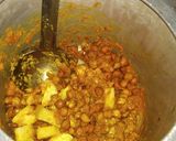 A picture of step 2 of Chana aloo with palak poori.
