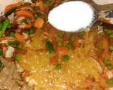 A picture of step 5 of Chicken satay with peanut sauce and mixed vegetable rice.