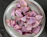 A picture of step 1 of Chatpata kand(purple yam).