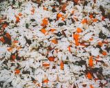A picture of step 4 of Vegetable Fried Rice using left over rice.