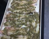 A picture of step 2 of Hake with Basil and Dukkah crust.