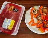 A picture of step 1 of Mike's Peppered Beef Stew.
