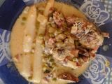 Rodajas de bonito con nata y jamón