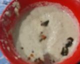 A picture of step 5 of Samai Pongal with narial chutney and Sambar.