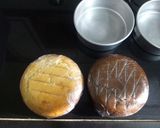 A picture of step 8 of Chocolate mousse checker board cake.